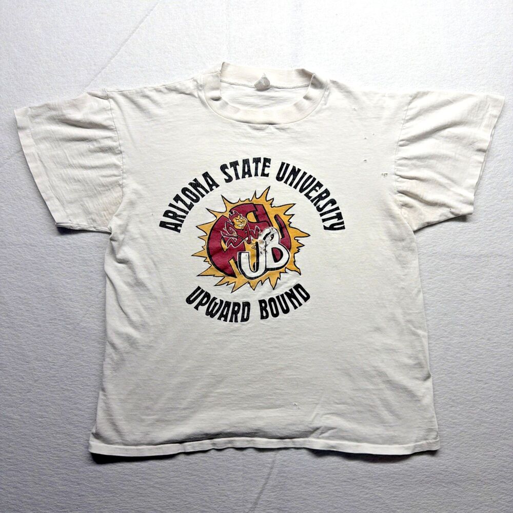 Vintage 70s Arizona State ASU Sun Devils T-Shirt Distressed Upward Bound - Small